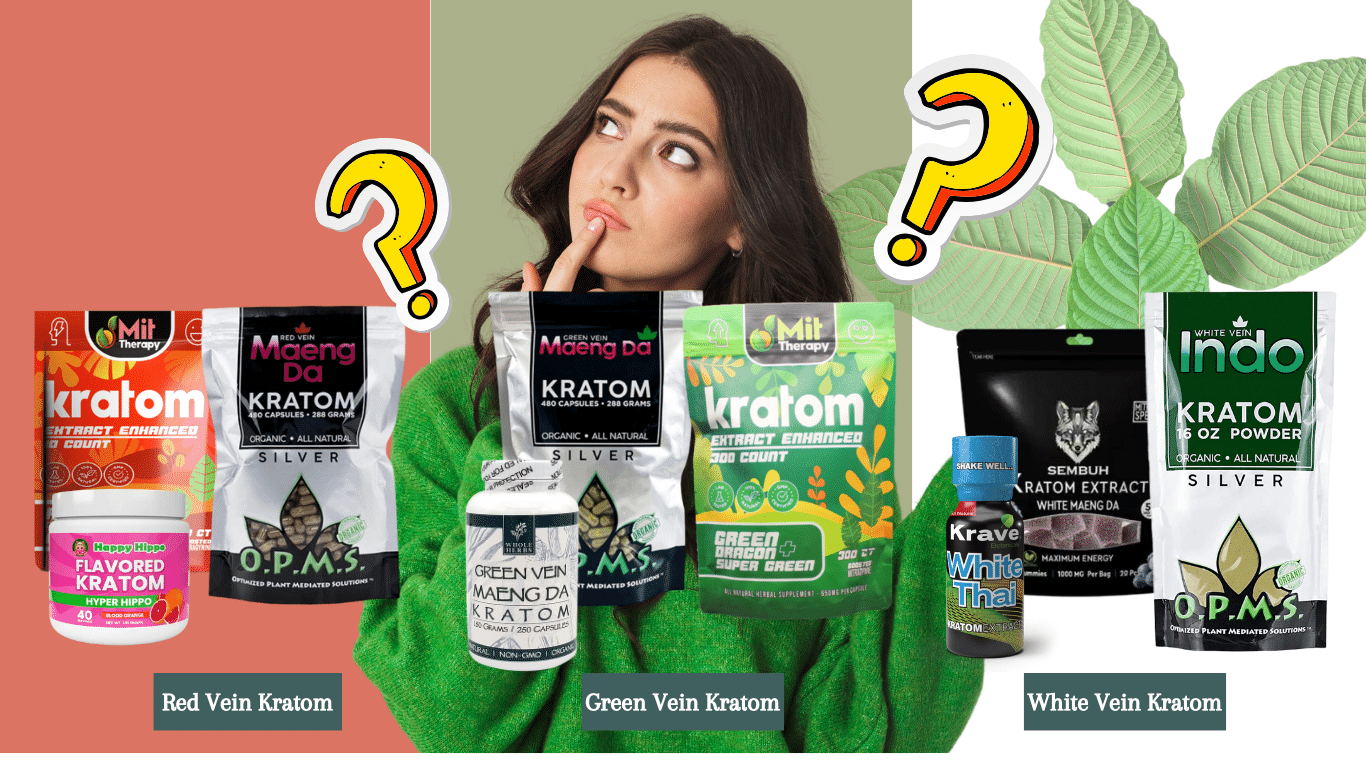 A woman who is confused of difference of Kratom Strain Colors: The red, Green and White Vein