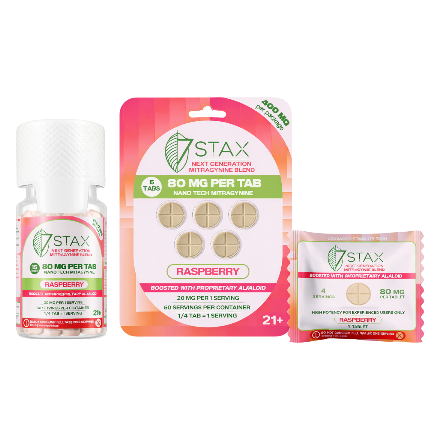 7STAX Premium 7OH Kratom Extract Tablets Mint 1200mg– 15ct (80mg/tab ...