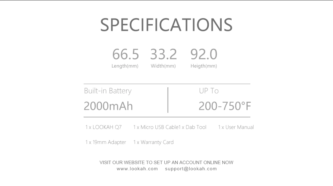 Lookah Q7 Product specifications