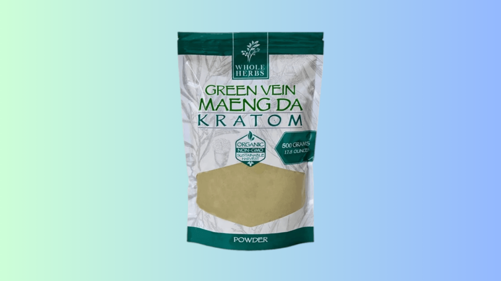 Whole Herbs Green Vein Maeng Da Kratom Powder - 17.5 oz Packaging