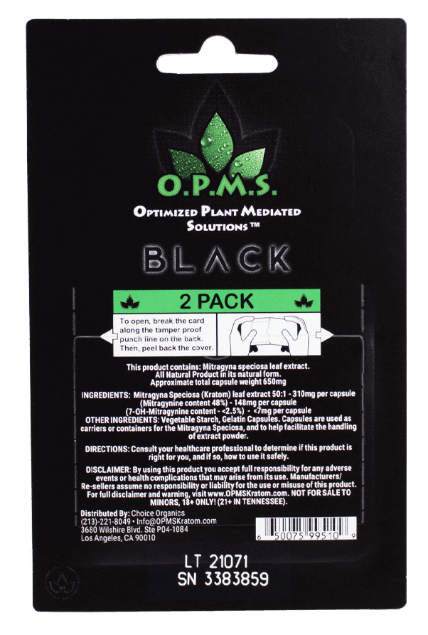 OPMS Black Capsules 2 Pack Package Back