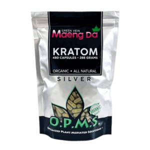 OPMS Silver Maeng Da Kratom Capsules Green Vein