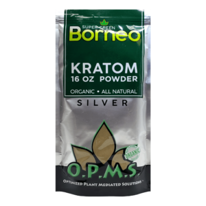 OPMS Silver Super Green Borneo Kratom Powder 16 oz