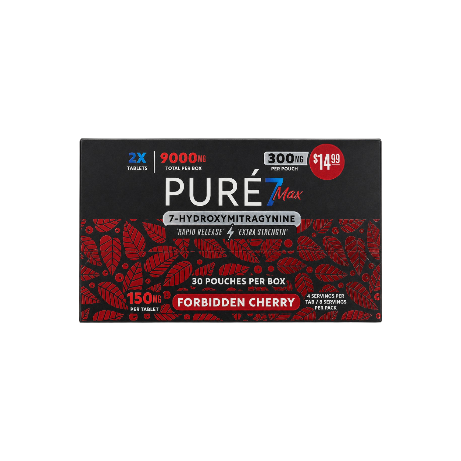 Pure7 Max 7OH Kratom Extract Tablets Forbidden Cherry 9000mg – 60ct (150mg/tab)